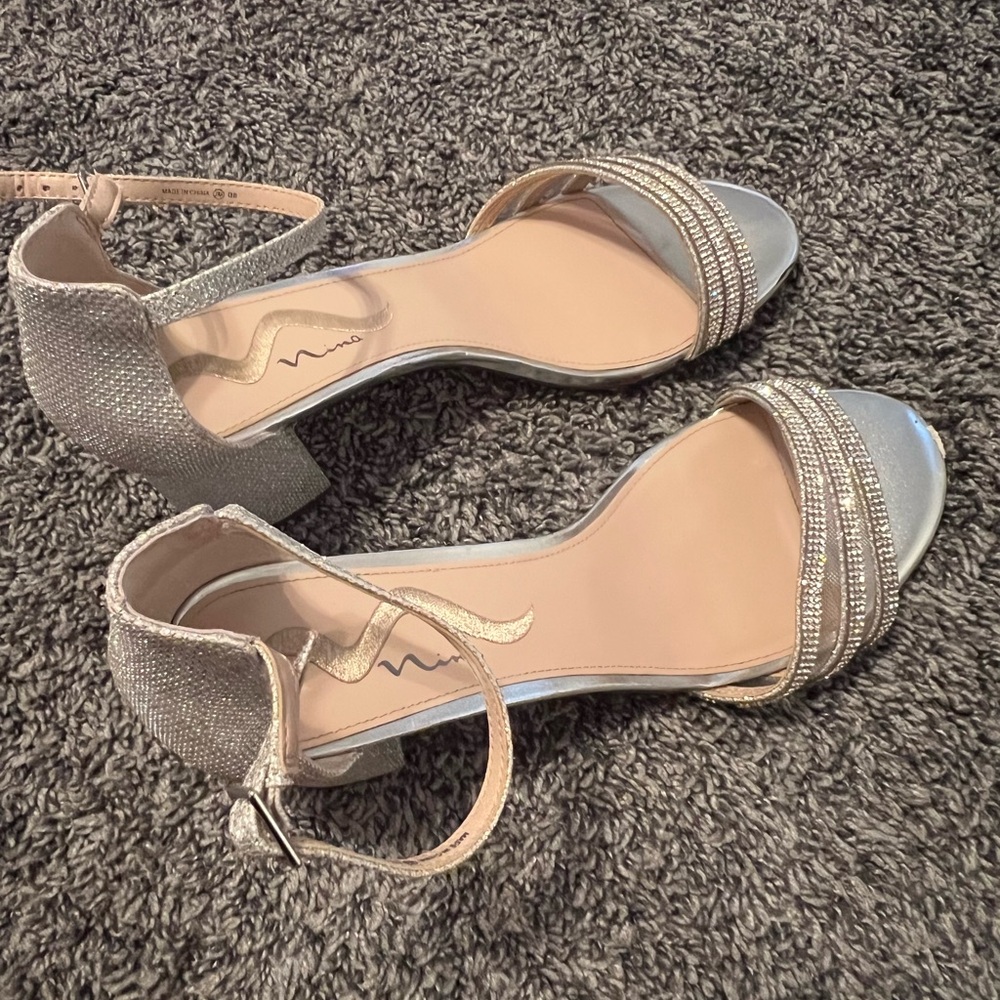 silver sparkly heels